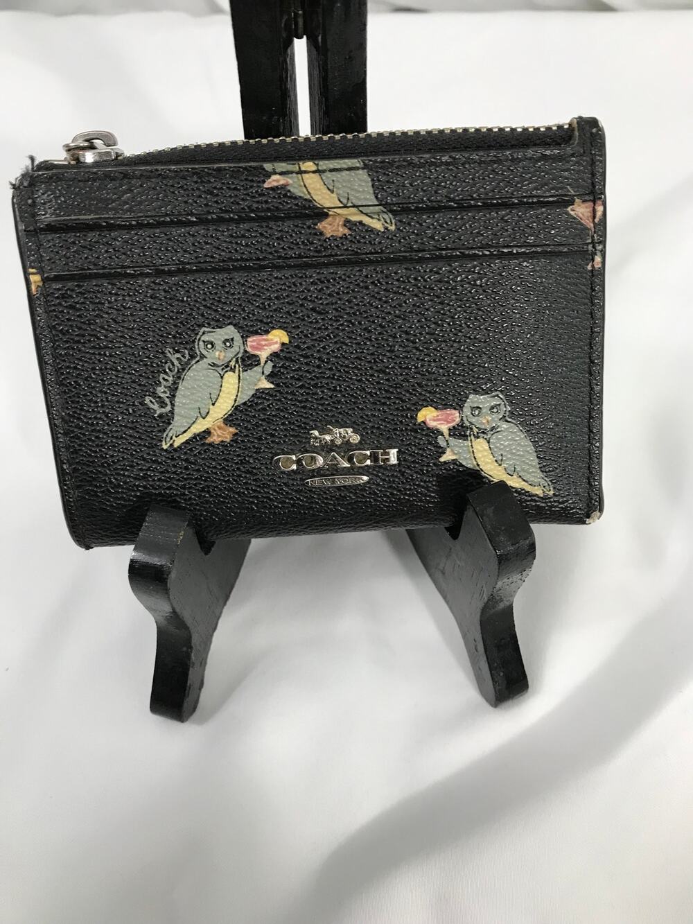 Coach  Mini ID Cardholder and Keychain with Owl Holding Cocktail REHAB